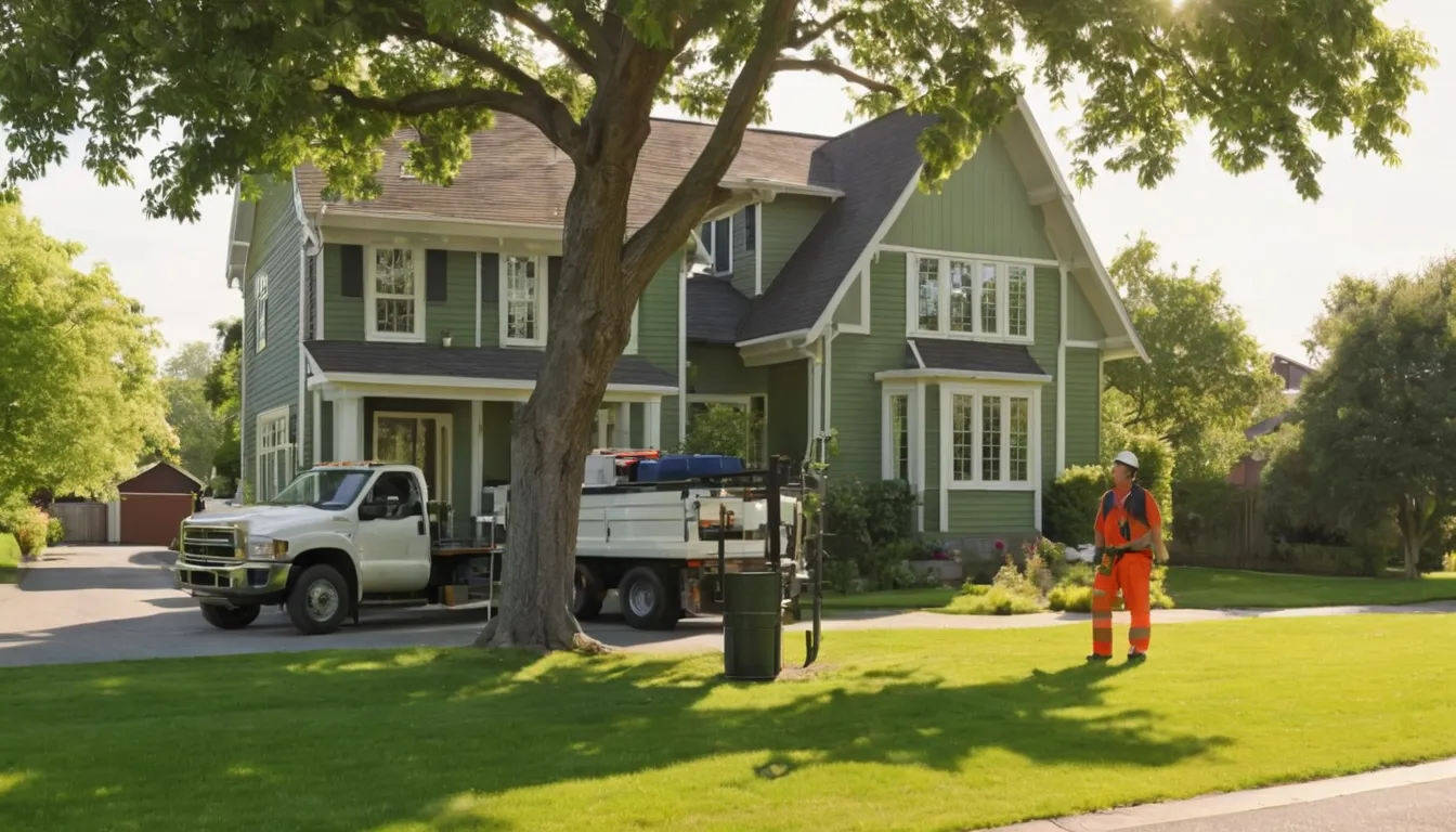 A tree removal provider working near a home in Godfrey